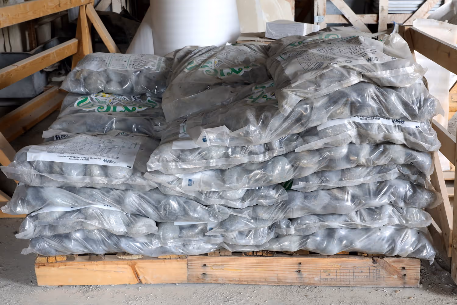 Mexican Pebbles on pallets