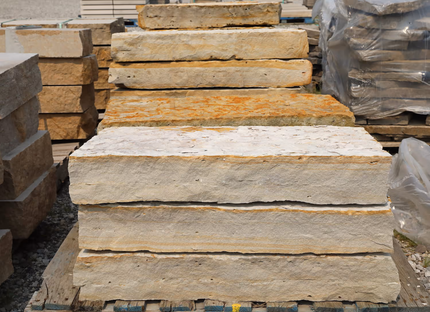 Caspian Creme on pallets