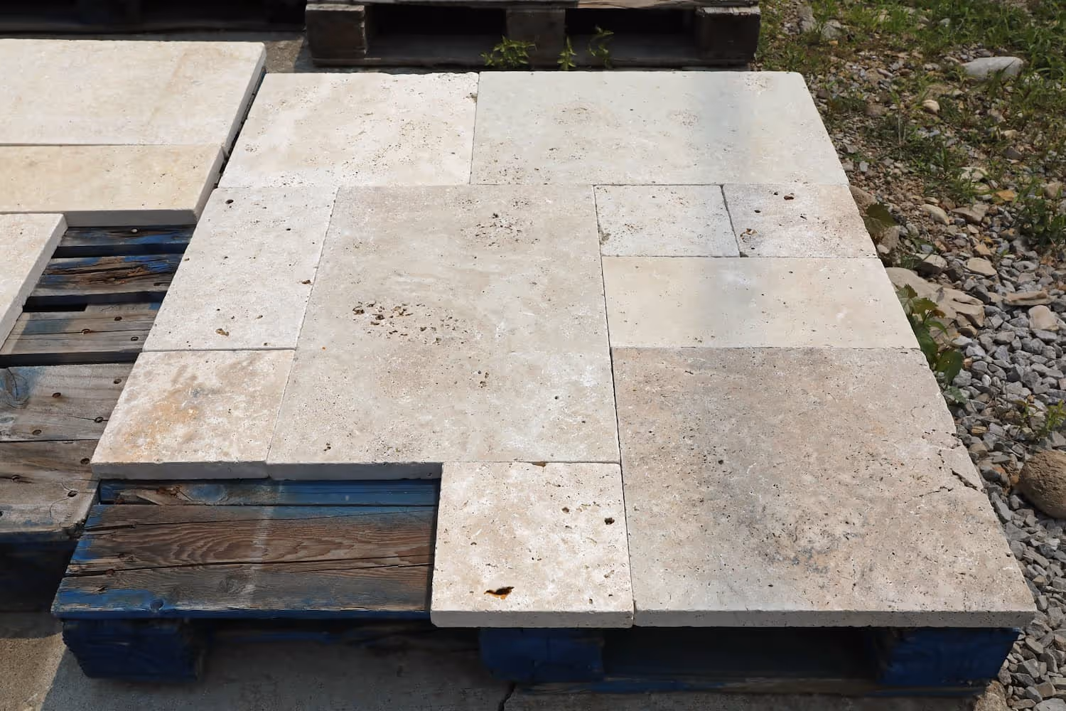 Walnut Travertine on pallets