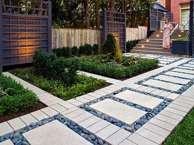 Techo Bloc's Blu 60 mm Grande Slab at the garden