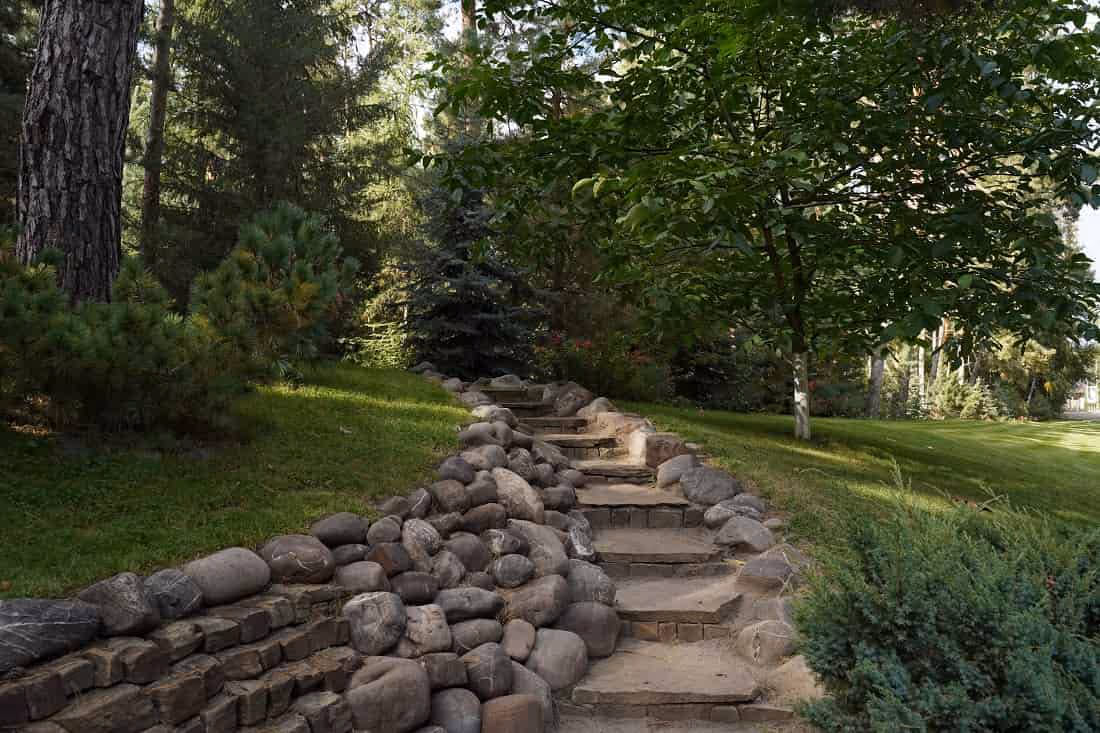 Raised Stepping Stones with Mulch Base