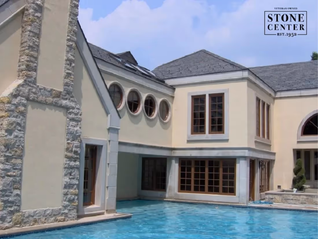 swimming pool in the yard