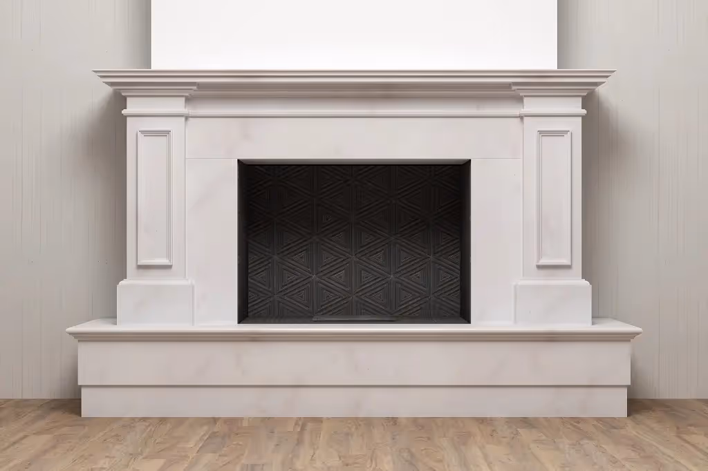 #3. Elegant Limestone Fireplace Surrounds
