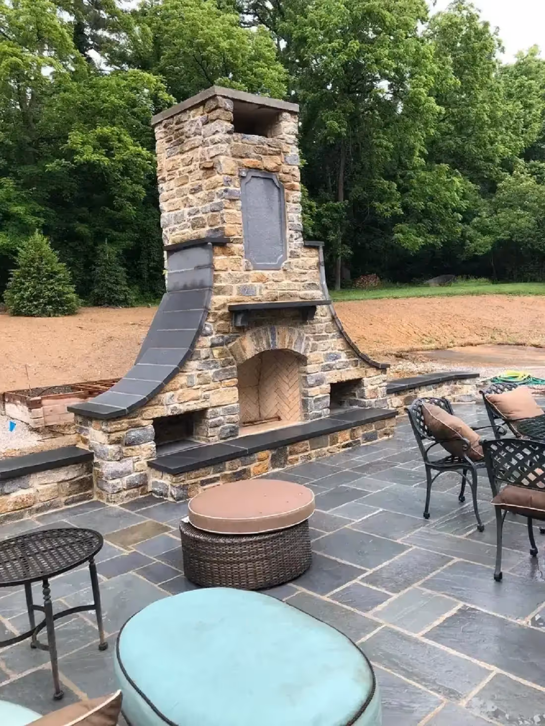 stone fireplace
