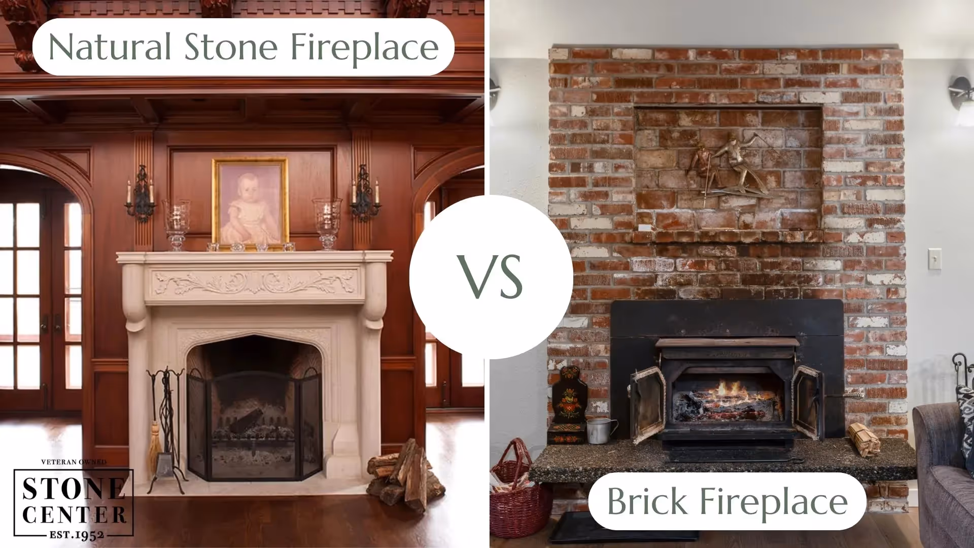 Brick vs. stone fireplace: visual comparison