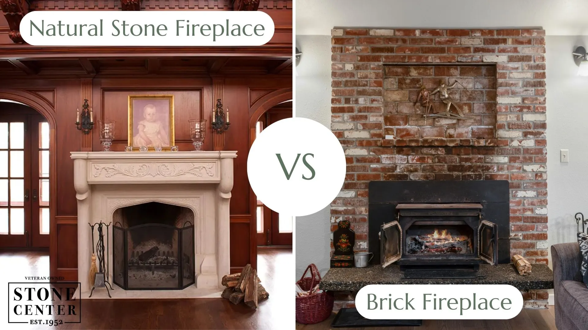 Brick vs. stone fireplace: visual comparison