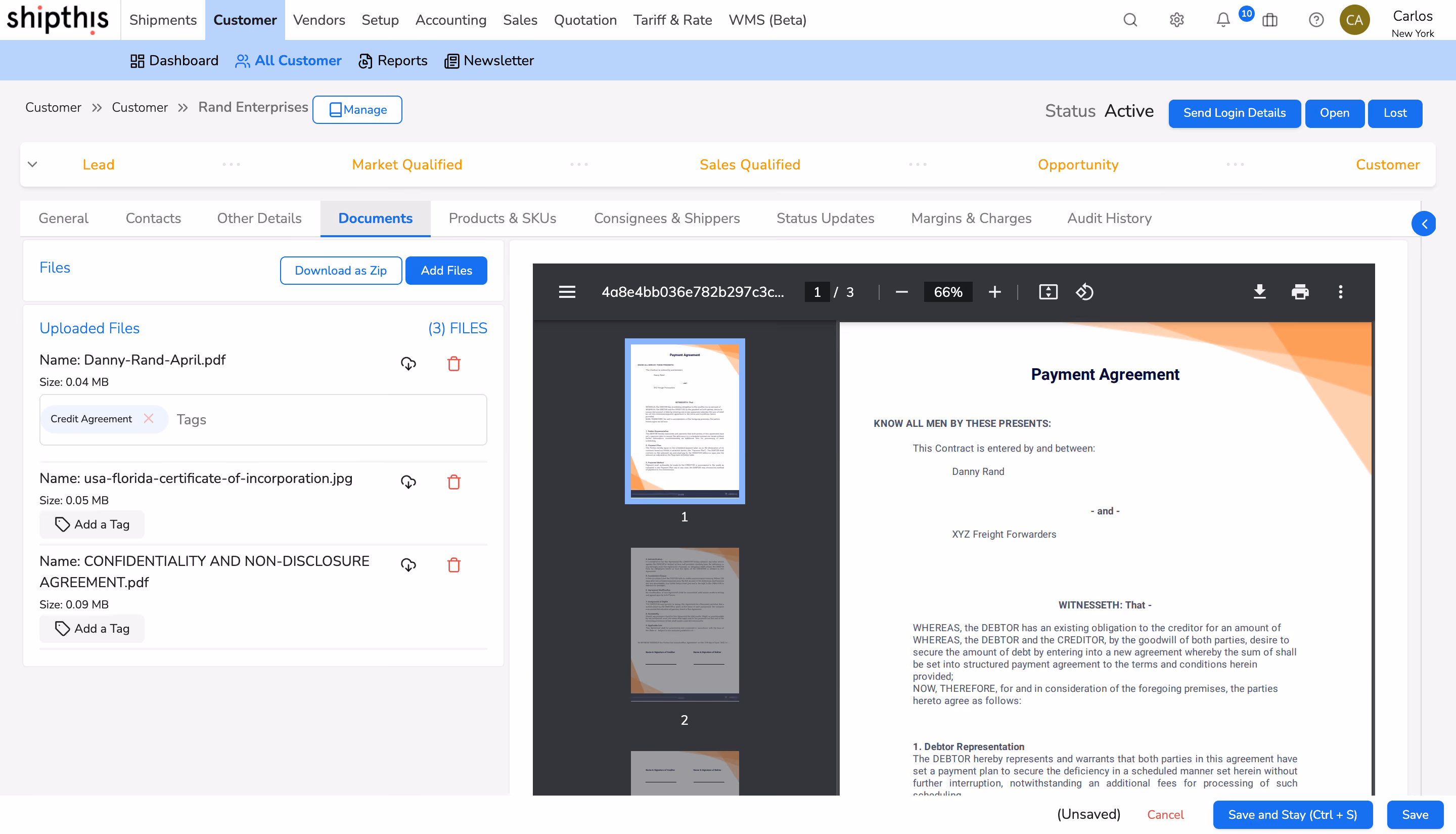 Shipthis CRM for freight forwarders provides a hassle-free solution to manage all your customer related documents
