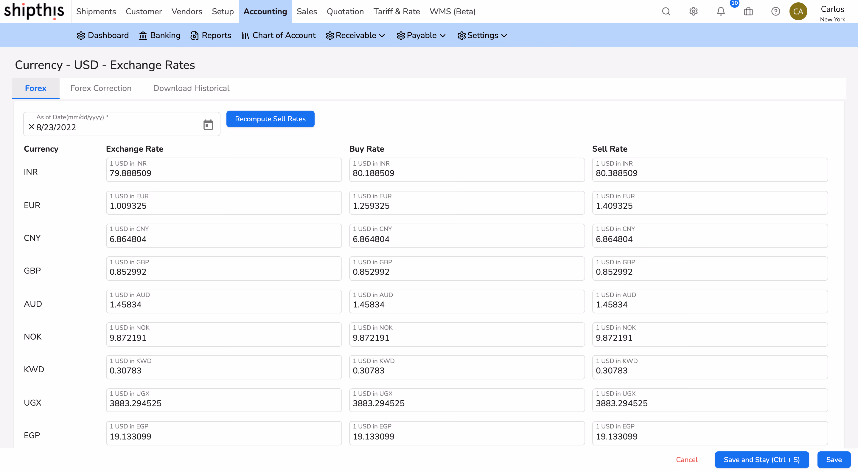 Shipthis multi-currency capabilities allows you to use multiple currencies in sales, reports, quotes, invoicing, billing, etc.