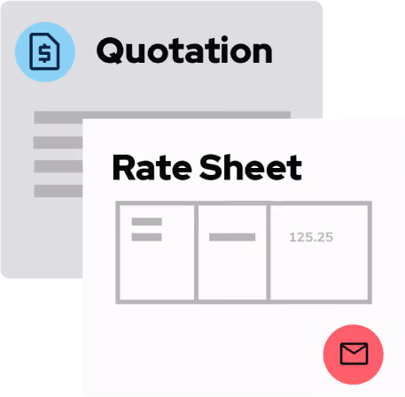 Configure all your freight and forwarding charges by uploading rate sheets and sending instant quotes to customers directly into their mailbox.