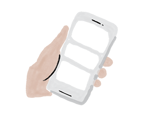 Close-up illustration of a hand holding a cell phone