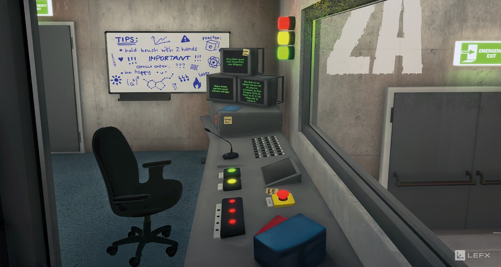 Picture of the VR training environment: View of the control room