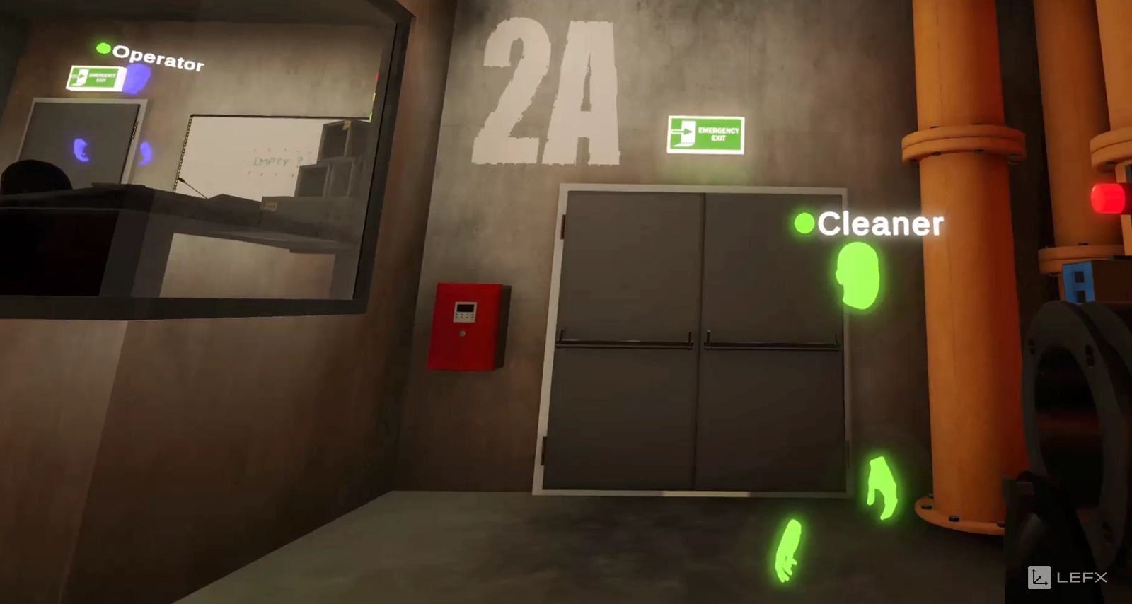 Picture of the VR training environment: View on the training partner in the multi-user scenario