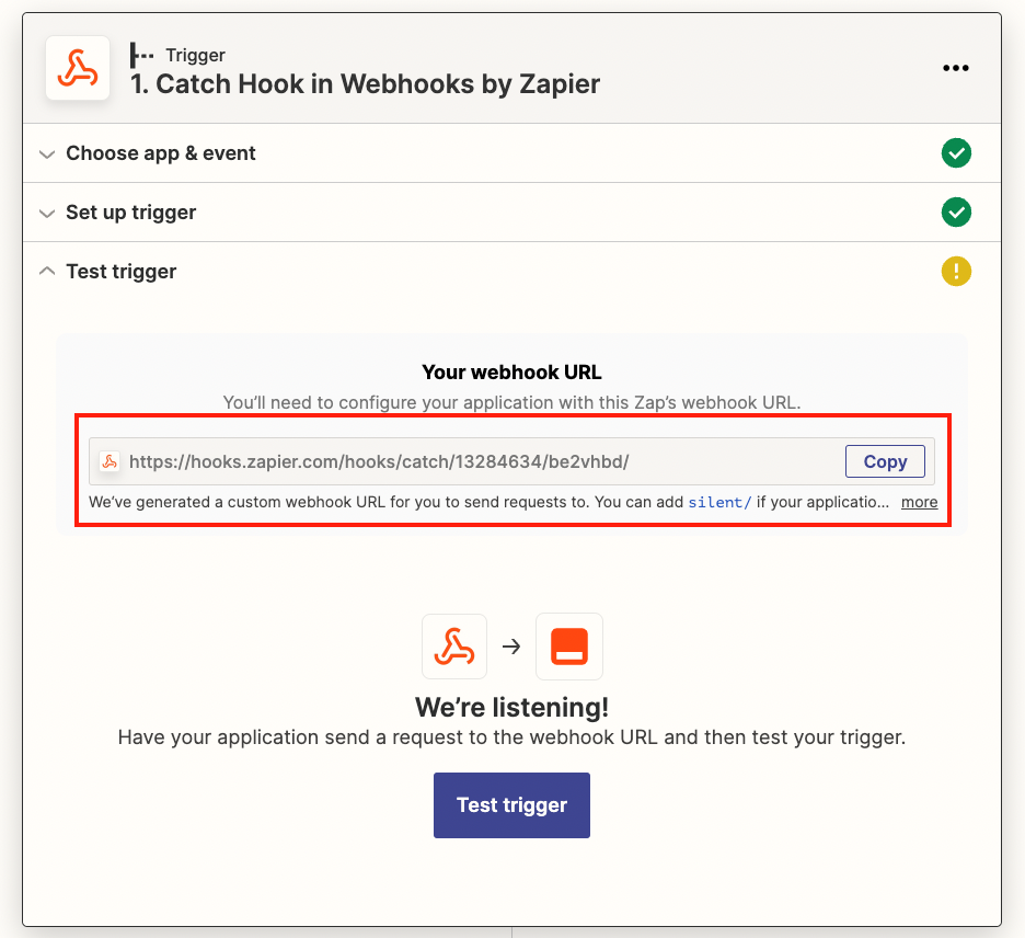 Screenshot of Zapier to show how zapier works with webhooks and circuly 