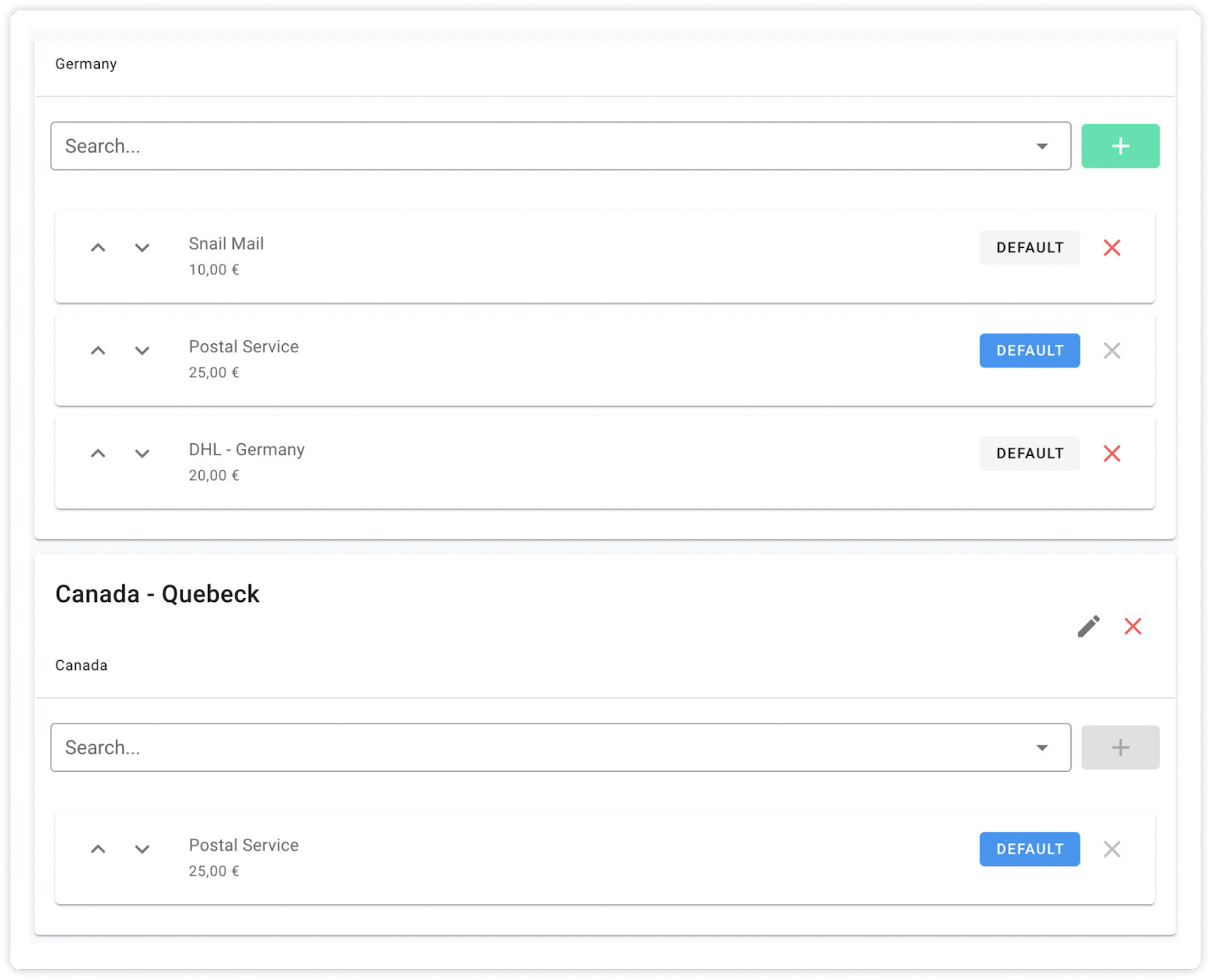 Screenshot of circuly settings to show the shipping method feature