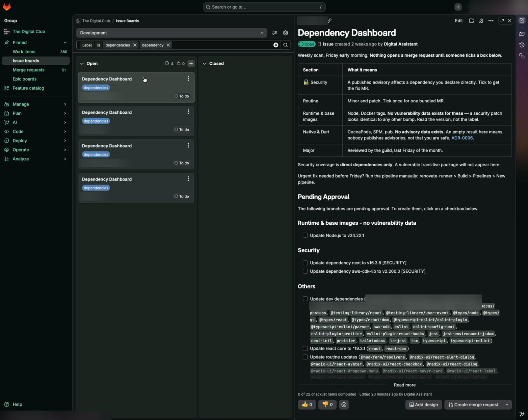 Coffee IT dependency dashboard