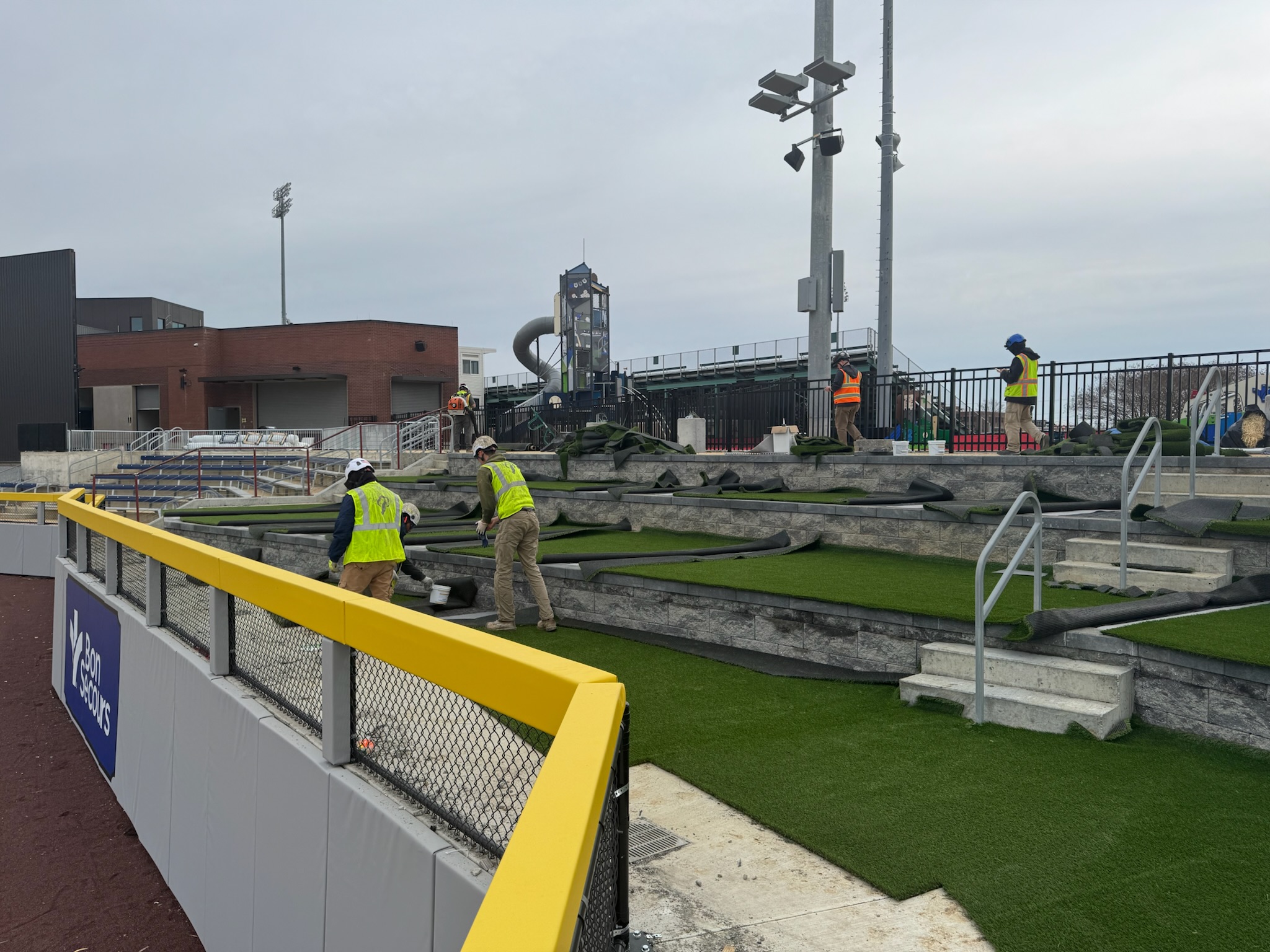 Hardscape and landscape installation at CarMax Park Richmond Virginia by James River Nurseries