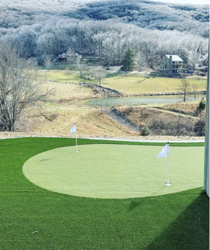Custom backyard putting green installed by James River Nurseries in Richmond VA