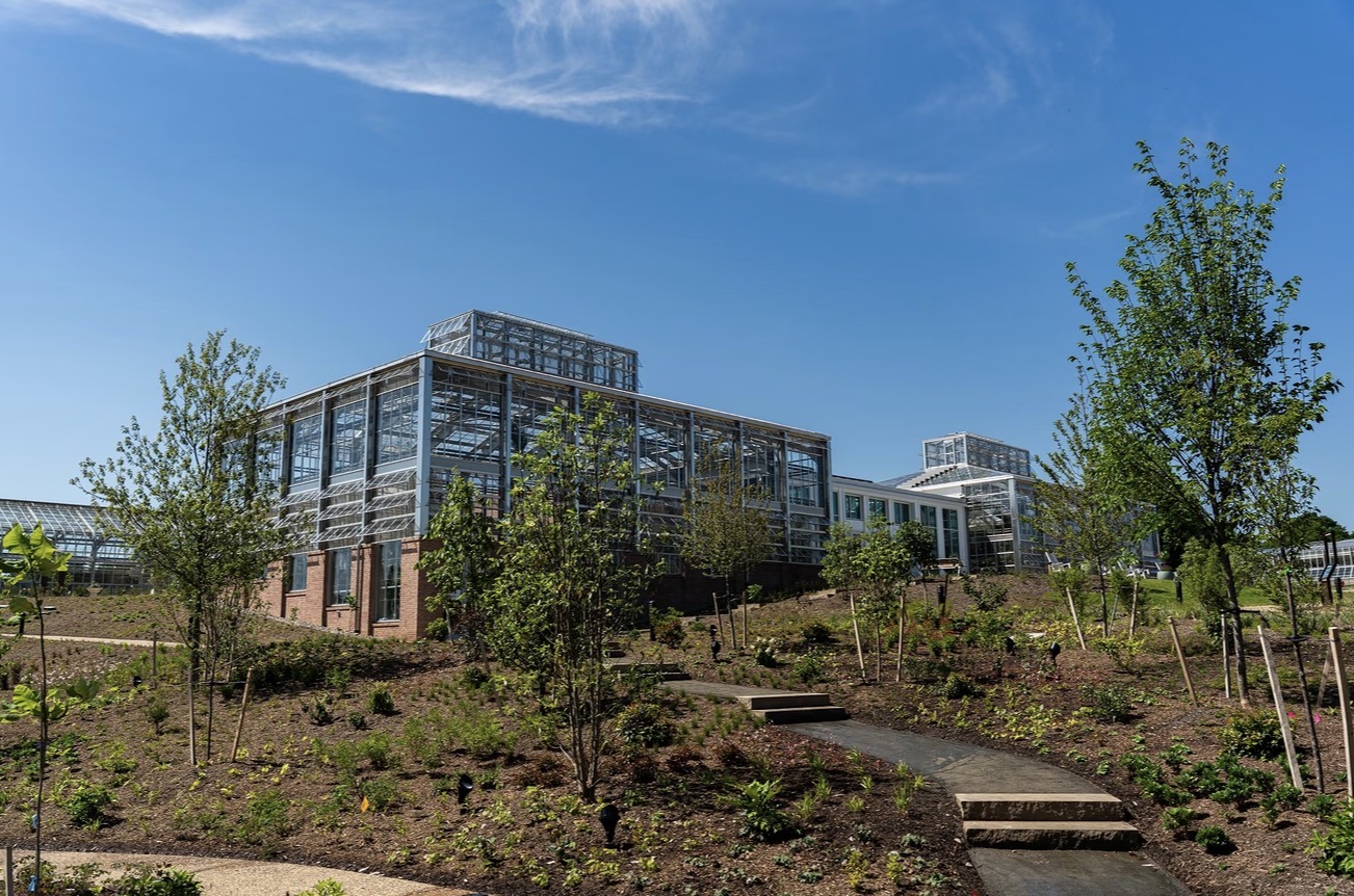 view of the 7.5-acre Lewis Ginter Botanical Garden expansion in Richmond Virginia featuring plants supplied by James River Nurseries