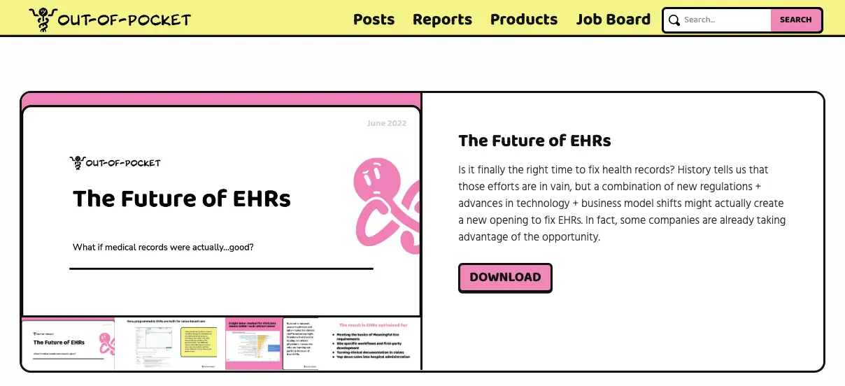 Future of EHRs Report - Out-Of-Pocket Health - Healthcare Analysis + Comedy.