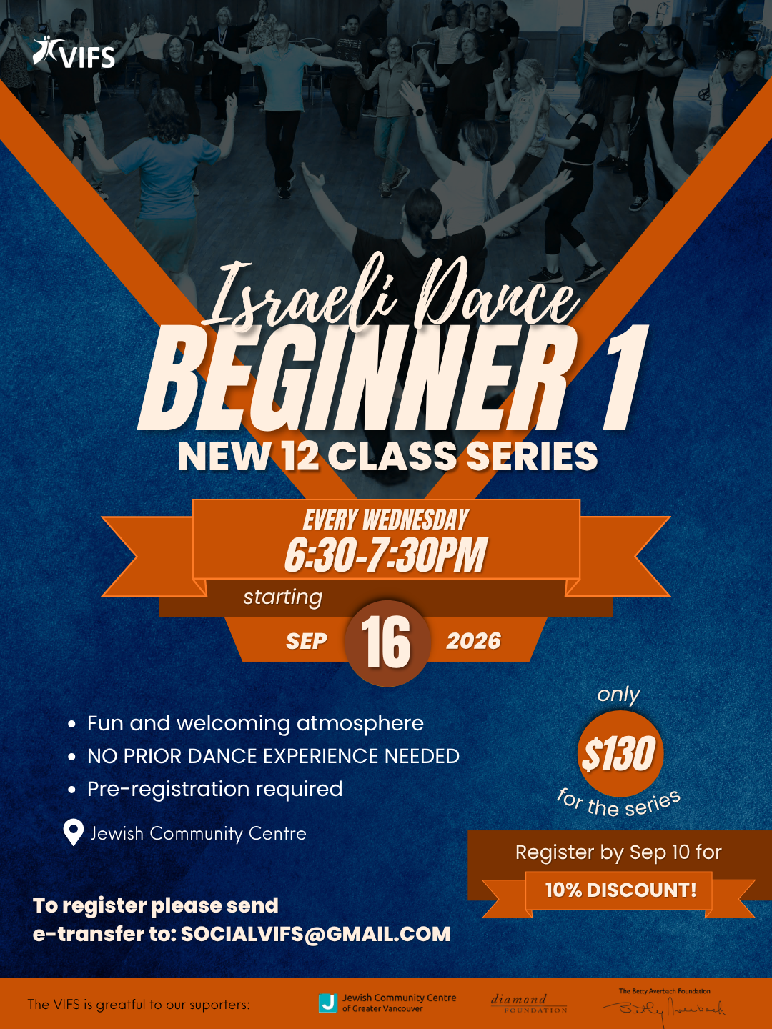 Flyer for BeLev Echad Israeli Dance Workshop in Vancouver, May 29-31, 2026, featuring instructors Marcelo Marianoff, Dror Davidi, and Nona Malki, promoting teaching sessions, dance marathons, food, and fun.