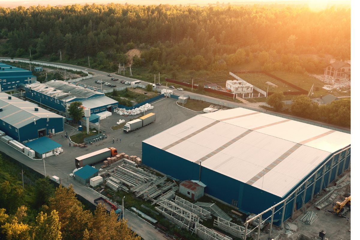 Meat Processing factory from overhead 