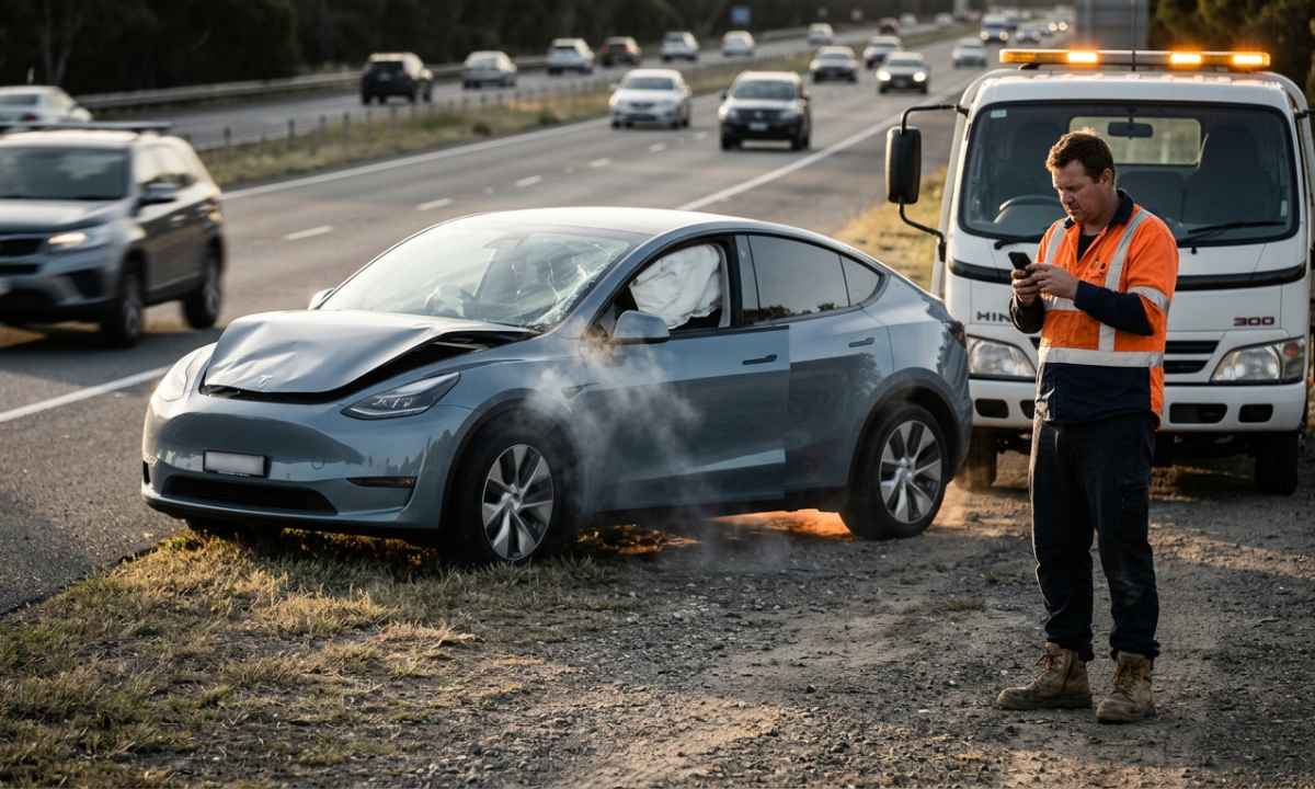 electric vehicle fire risk Australia tow truck highway