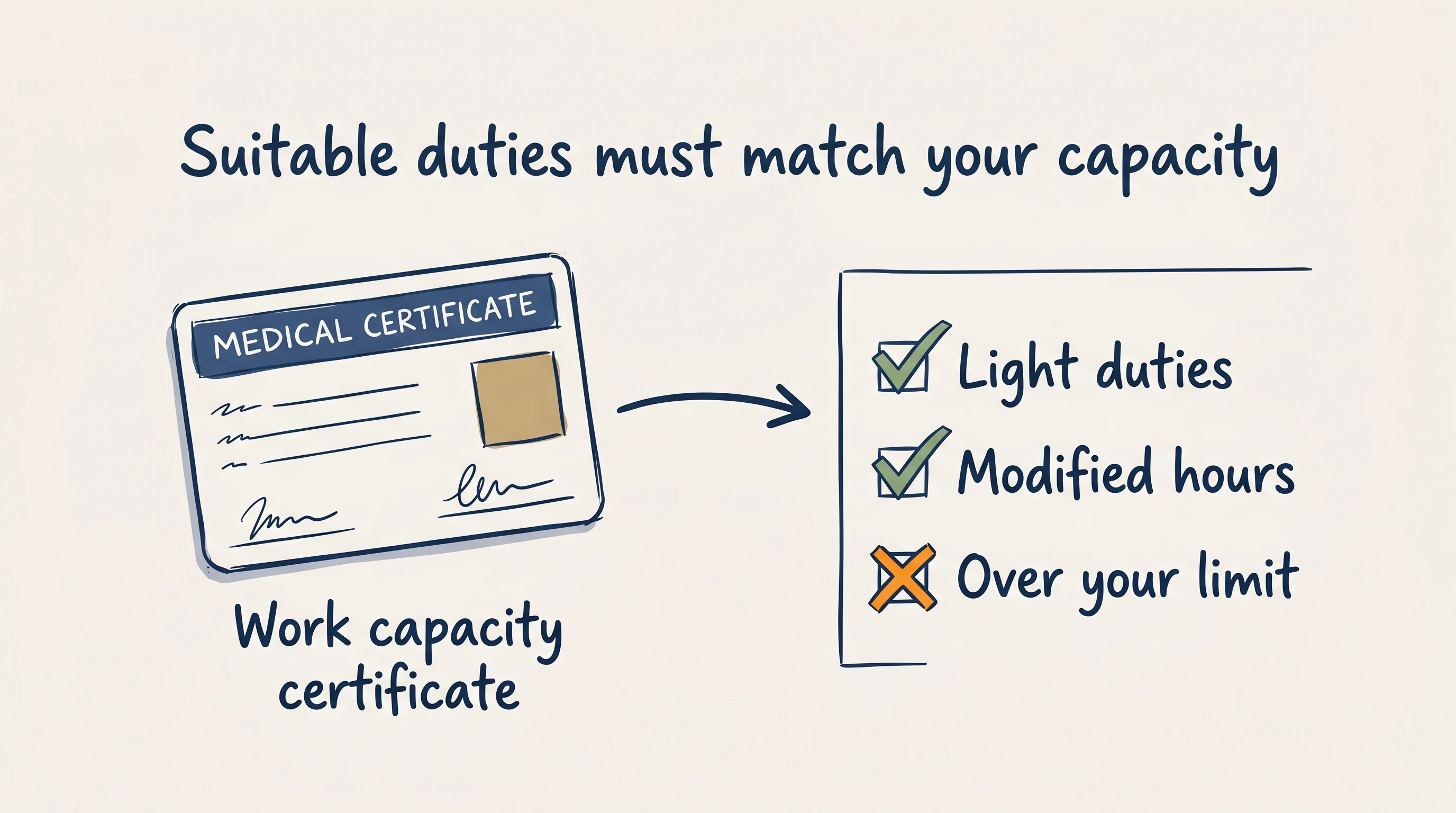 suitable duties must match your capacity