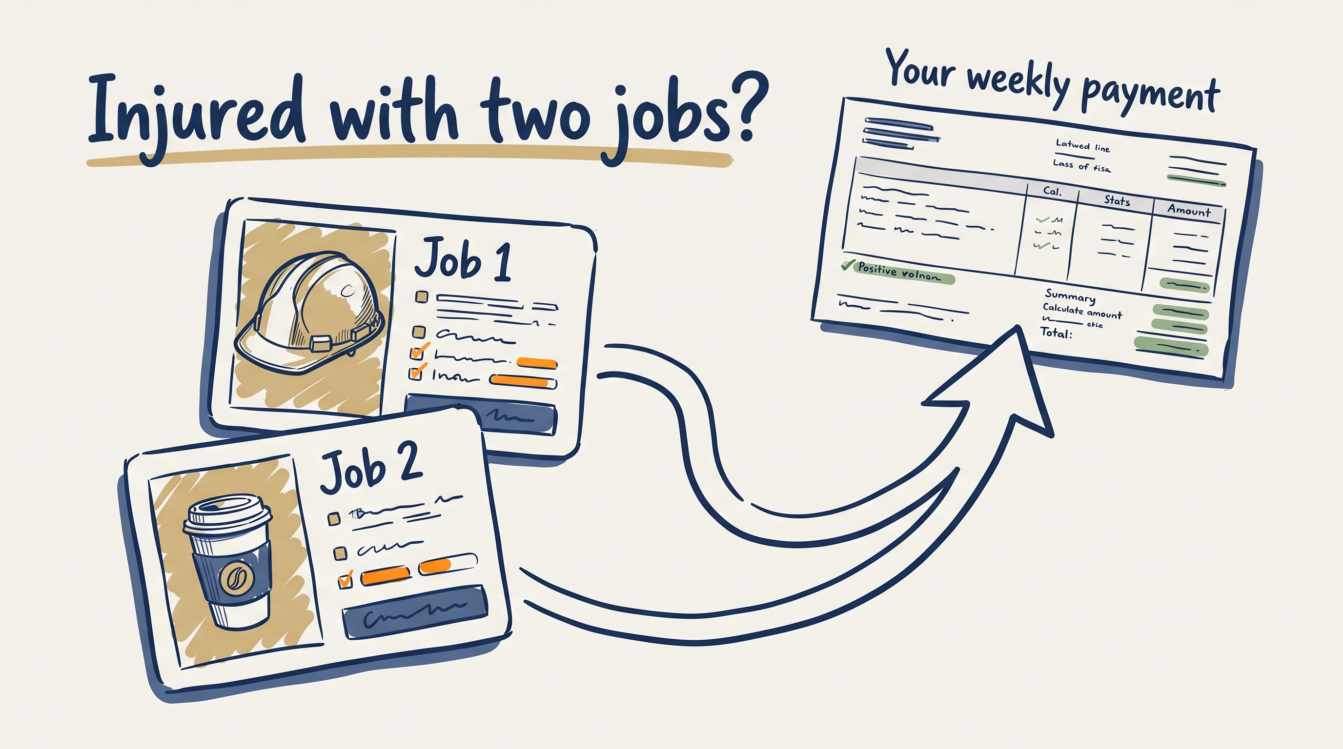 injured in two jobs weekly payment