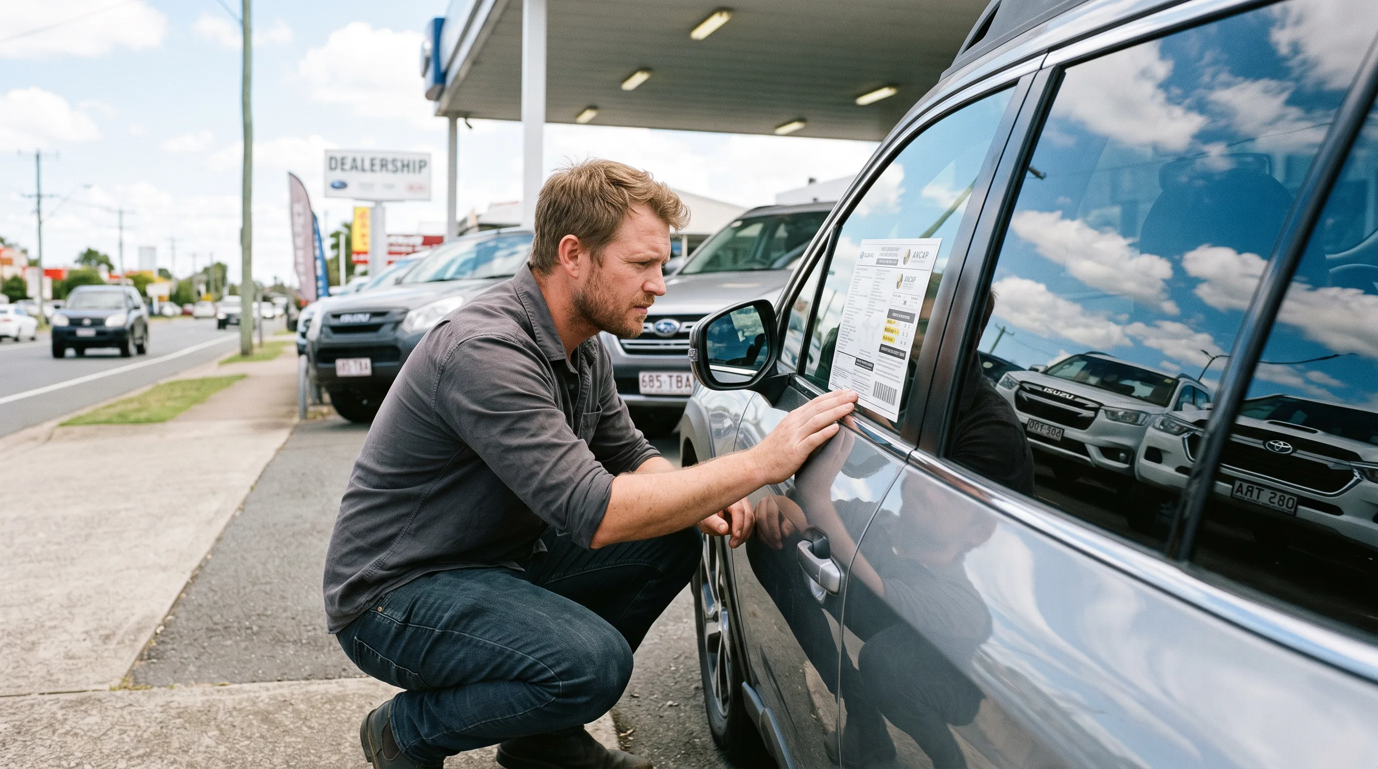 a customer checking ANCAP rating while buying a car AU