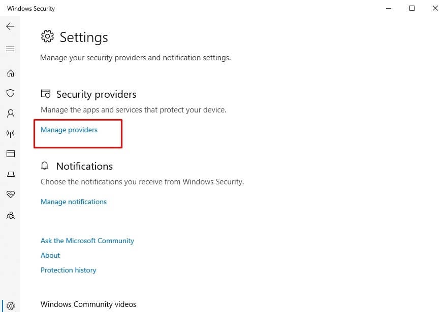 windows defender security center