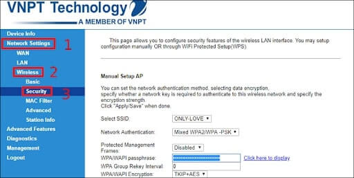 đổi mk wifi vnpt