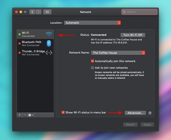 xóa wifi trên macbook