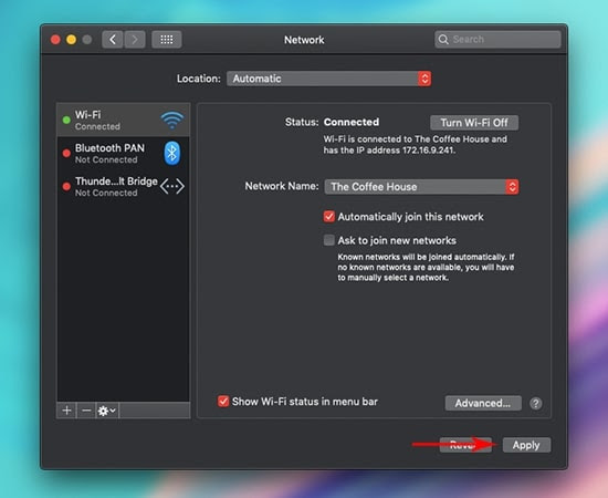 quên wifi macbook