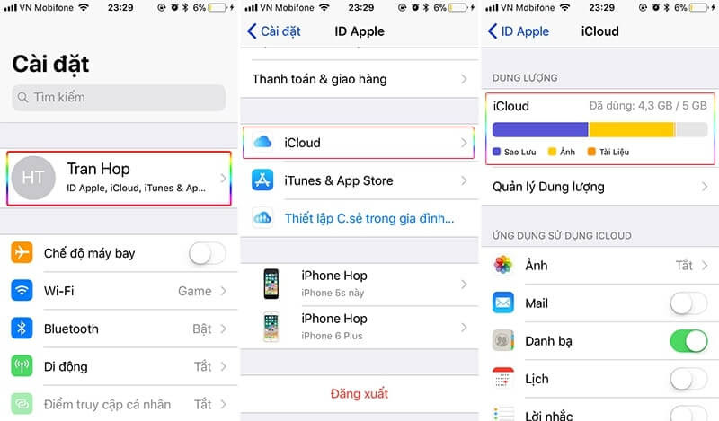 xóa dung lượng icloud