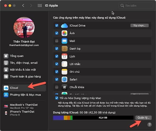 hết dung lượng icloud