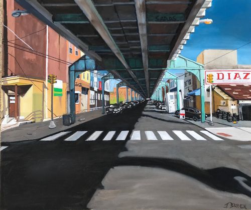 Under the El | oil on canvas, 18" x 24"