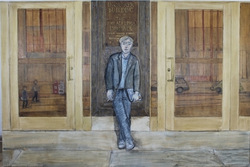 "The Inquirer" 2013, oil on wood panel, 48" x 72"