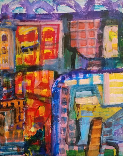 "City", 2019, acrylic on canvas, 20" x 16"