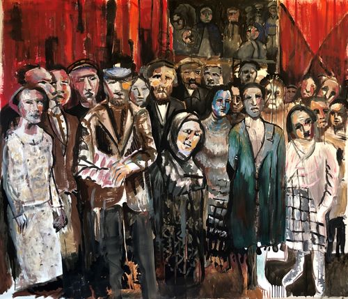 "Red Train," 2022, acrylic on canvas, 62" x 72"