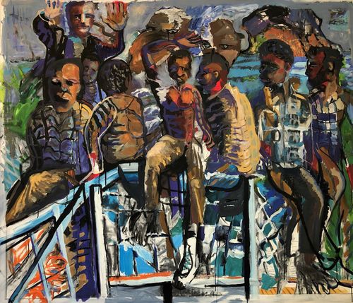 "Arrival," 2022, acrylic on canvas, 62" x 71"