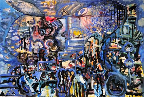 "Heaven Inside Us," 2021, acrylic on canvas, 40" x 62"