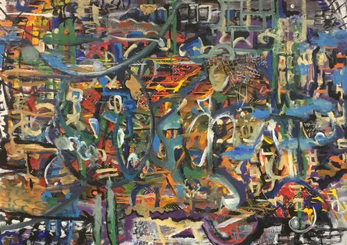 "Dream Rituals," 2021, acrylic on Canvas, 45" x 62"