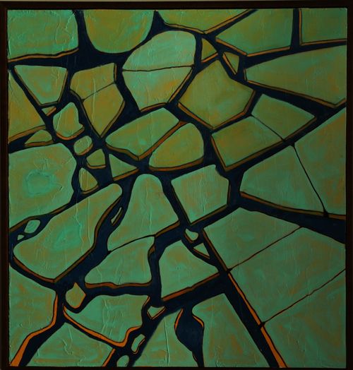 "Icebergs or Webs" 2023, oil on panel, 20" x 19"