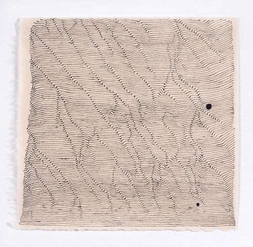 "Small Work No. 8 with a Dot" ink on washi paper, 13" x 13"