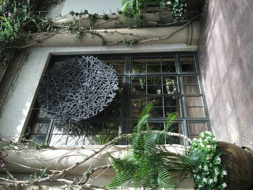 "Echo" 2016, lattice, paint, mylar and screws, 96" x 96" x 24"