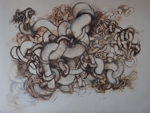 "Be With Me" by Elizabeth Pratt, Oil on Paper, 2022, 51 x 72