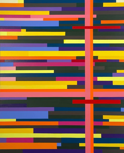 “Crosscurrents” 2024, acrylic on board, 30 x 24 inches