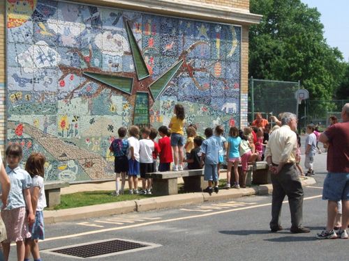 "SRS Tree of Liberty" 2007, mosiac mural, 12' x 24' made in collaboration with the fifth-grade students of Swarthmore-Rutledge School