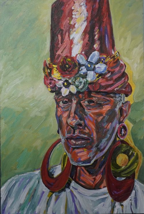 “Not Going Anywhere I" oil on canvas, 36” x 24”