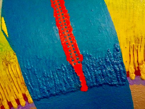 “Bugibatuki Jiyu” Detail, 2025, mixed media on canvas, 48x60in